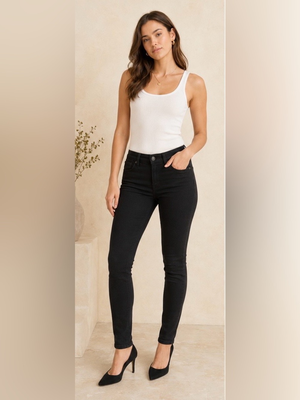 Hudson Black Skinny Jeans Womens Size 24 Mid Rise Stretch Denim